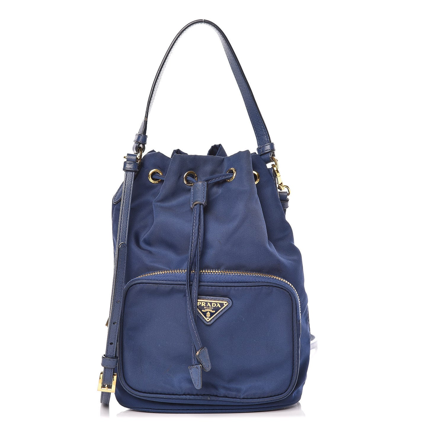 Saffiano Tessuto Nylon Mini Bucket Crossbody Bag Royal