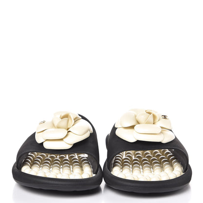 Chanel Thermoplastic PVC Camellia Mule Sandals 40 Black Ivory 2 of 8