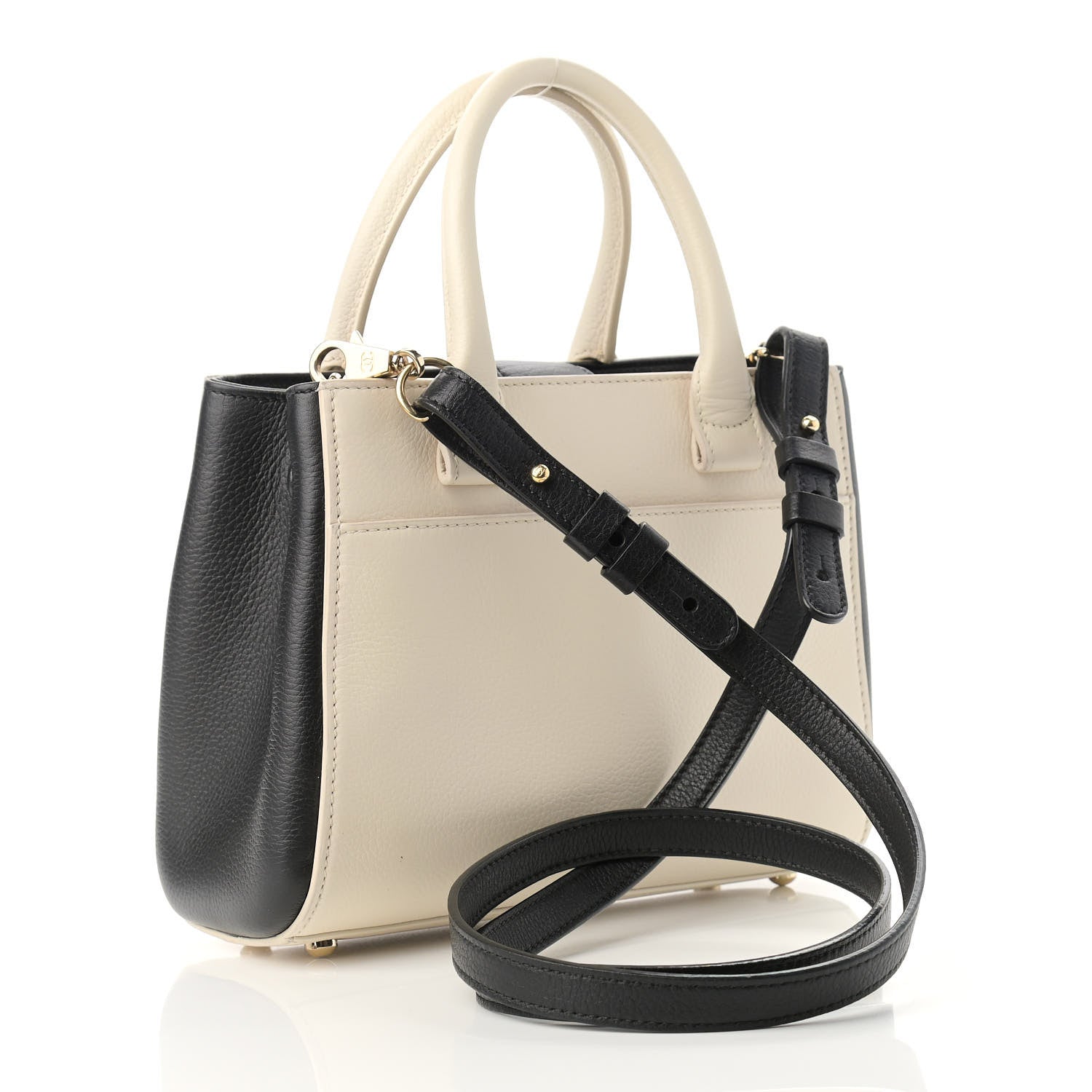Chanel Grained Calfskin Mini Bi-Color Neo Executive Shopper Tote Beige Black 2 of 14