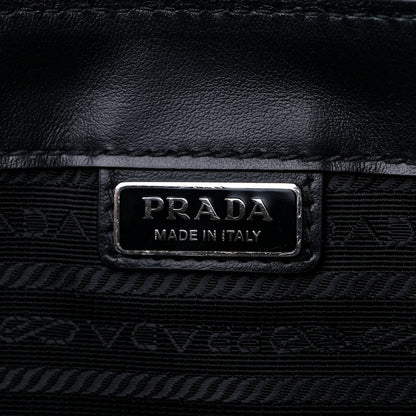 Prada Saffiano Cuir Triangle Logo Embossed Wristlet Pouch Bluette 6 of 8