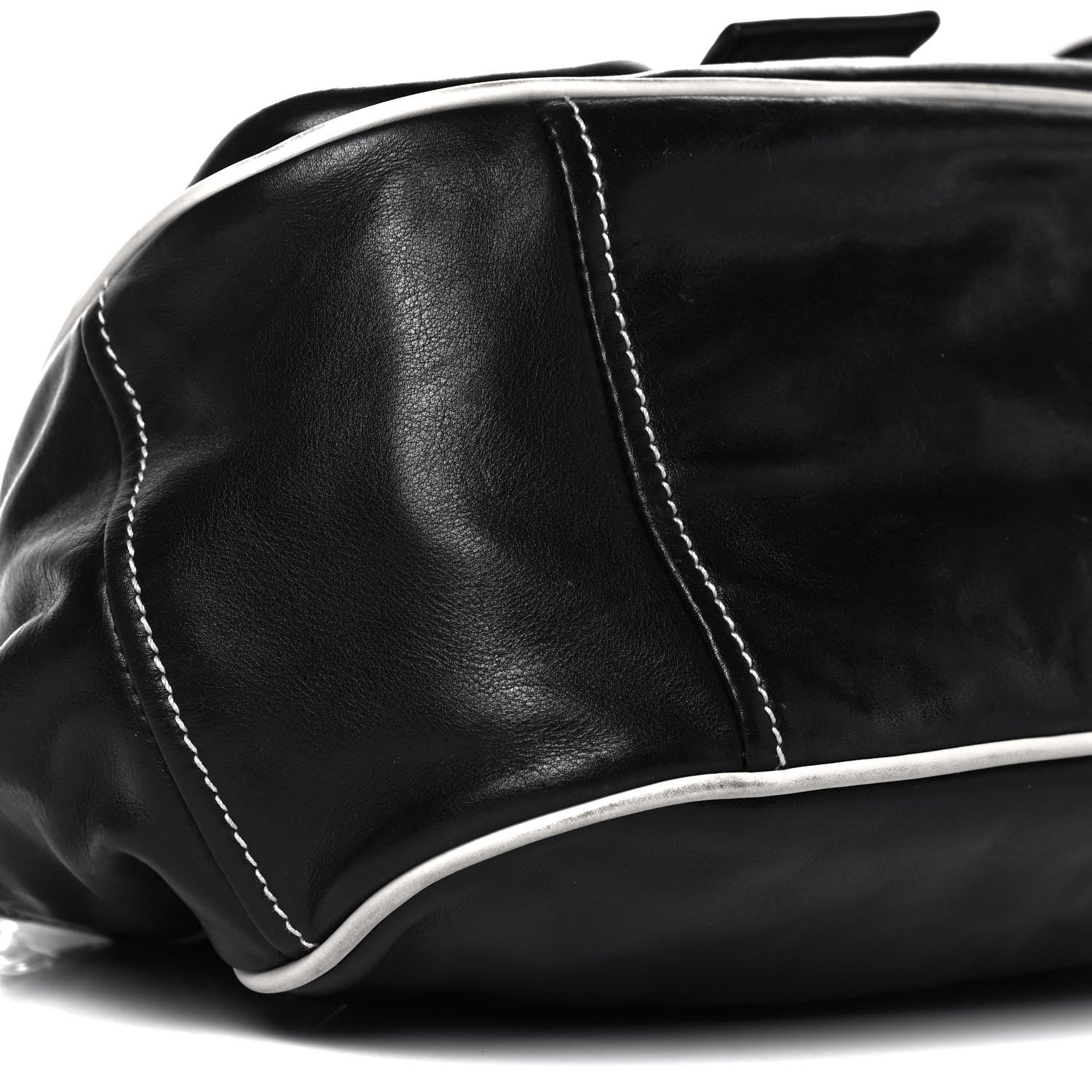 Prada Vitello Daino Front Pocket Hobo Black 5 of 10