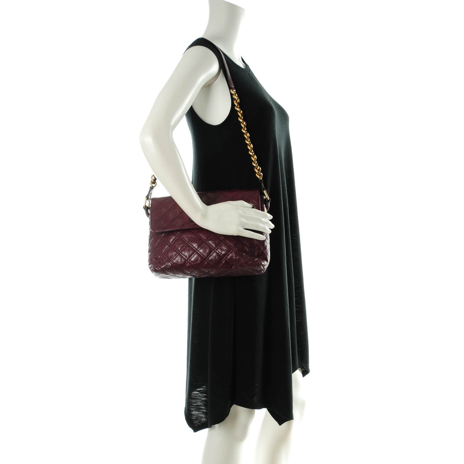 Marc Jacobs Lambskin Quilted The Large Single Flap Cassis 2 of 9