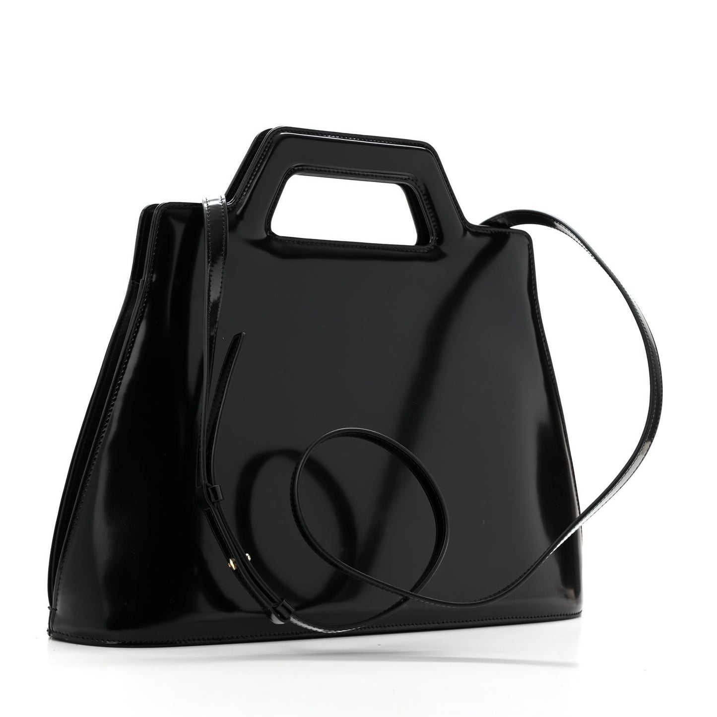 Brushed Off Calfskin Medium Wanda Top Handle Bag Black
