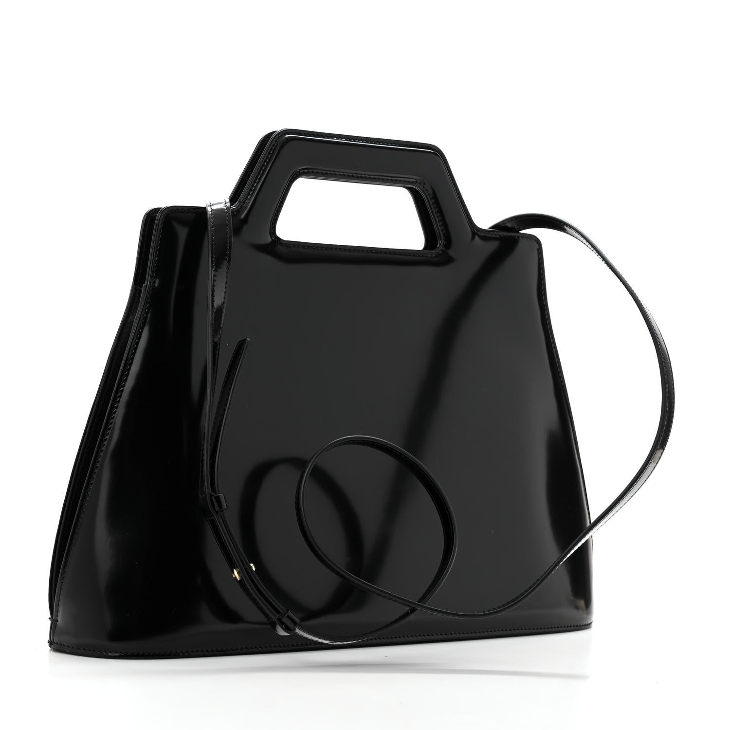 Salvatore Ferragamo Brushed Off Calfskin Medium Wanda Top Handle Bag Black 3 of 10