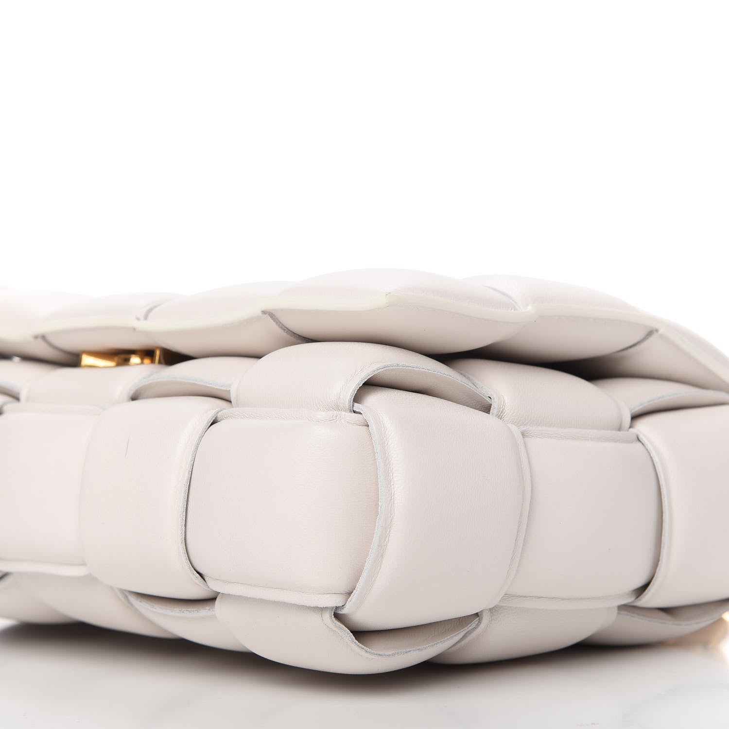 Bottega Veneta Lambskin Maxi Intreccio Padded Chain Cassette Crossbody Bag White 7 of 9