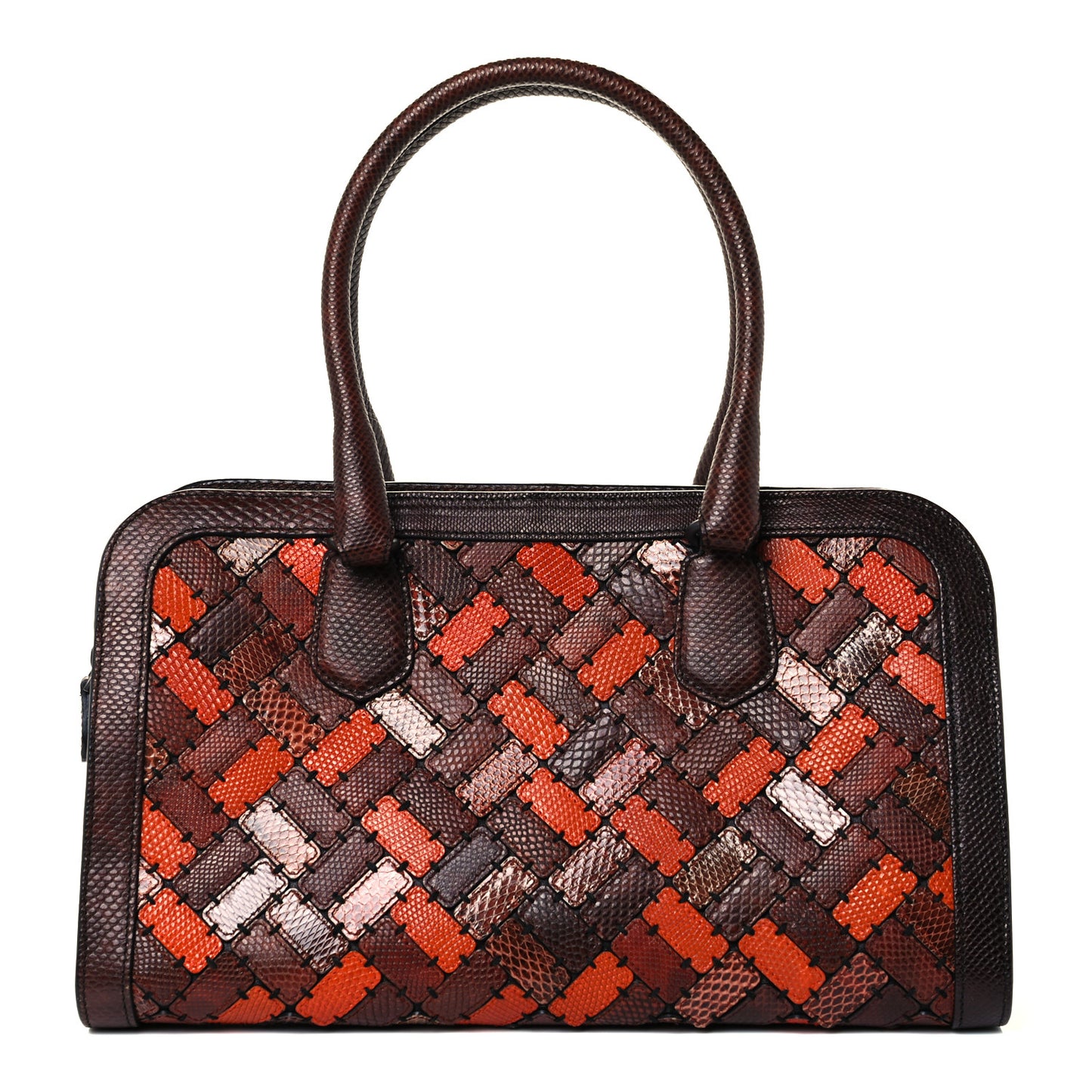 Ayers Karung Intrecciato Patchwork Shoulder Bag Ash Scuro Rust Clay