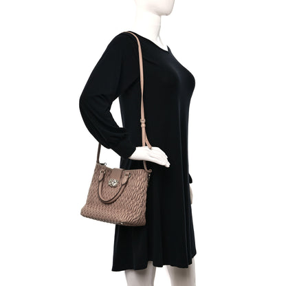 Miu Miu Nappa Matelasse Crystal Top Handle Tote Cammeo 2 of 12