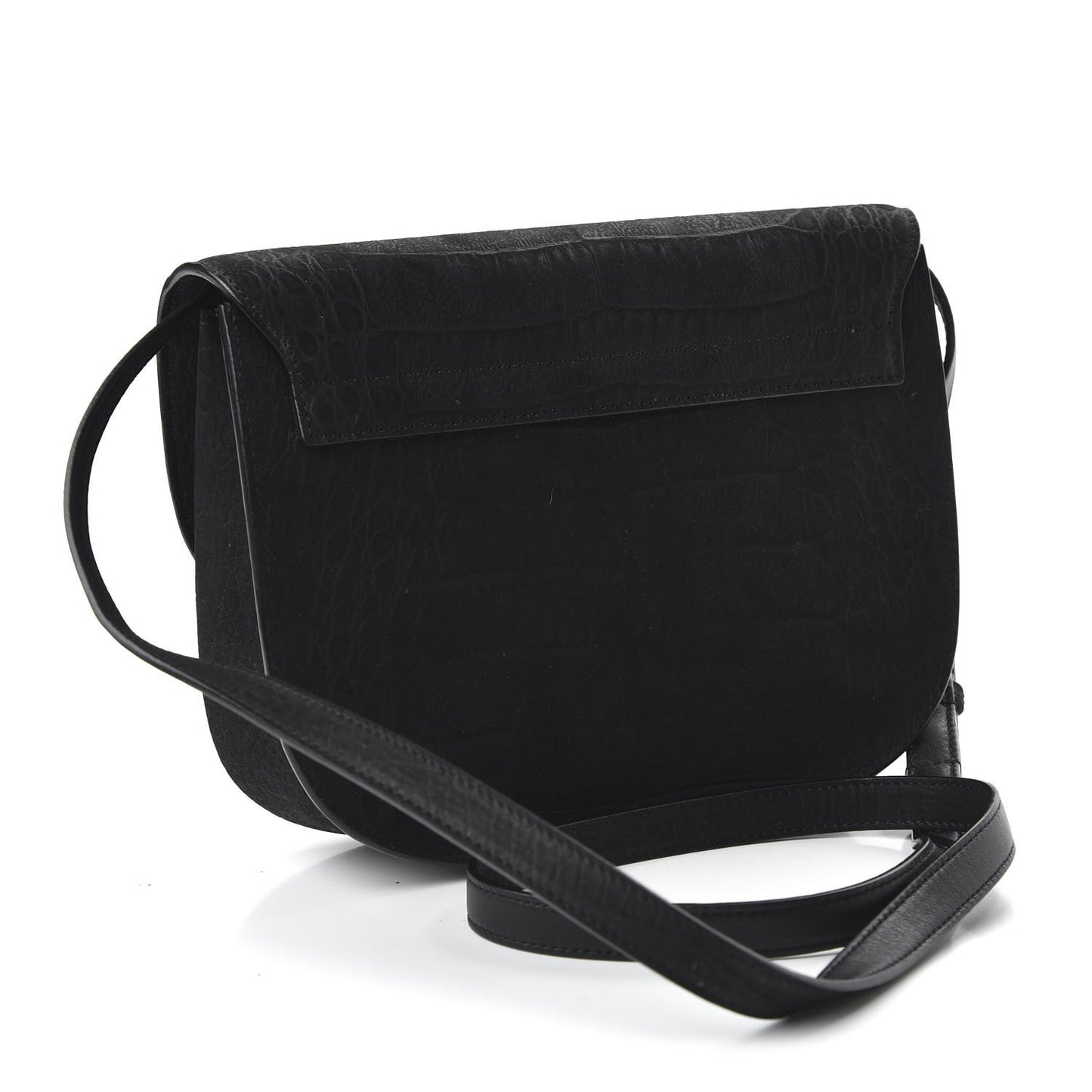 Crocodile Embossed Monogram Nubuck Medium Kaia Satchel Black