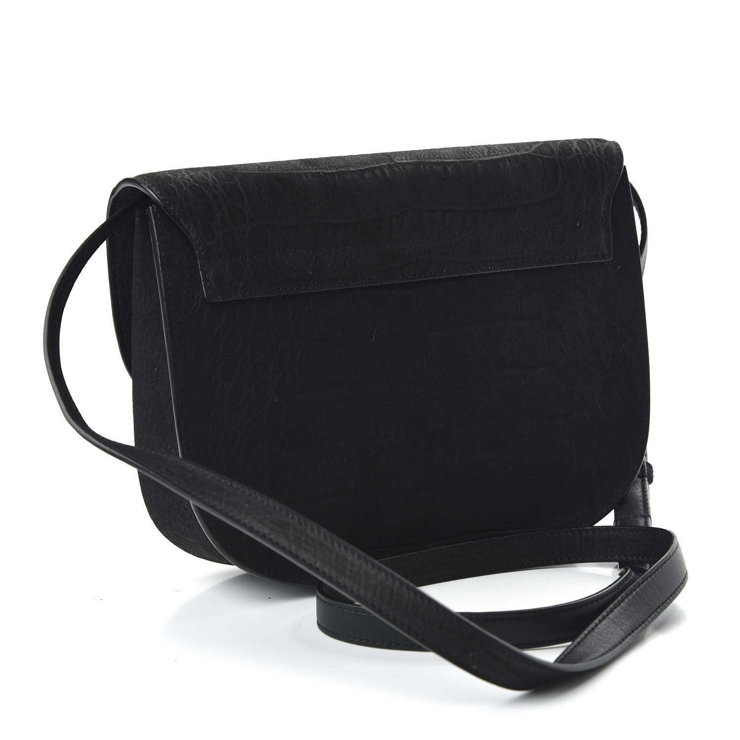 Saint Laurent Crocodile Embossed Monogram Nubuck Medium Kaia Satchel Black 5 of 12