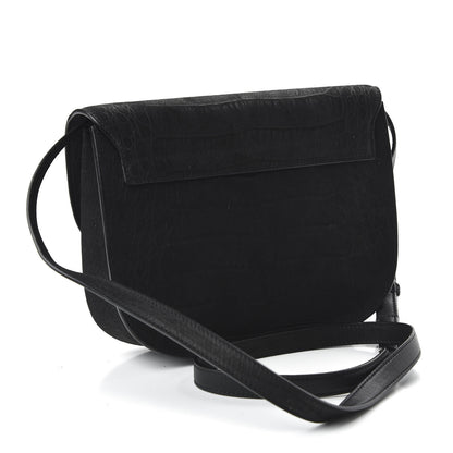 Saint Laurent Crocodile Embossed Monogram Nubuck Medium Kaia Satchel Black 5 of 12