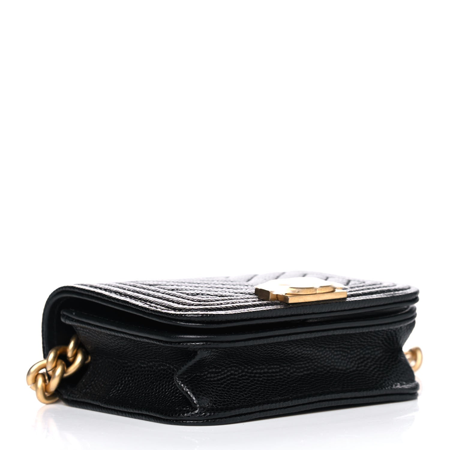 Chanel Caviar Chevron Quilted Boy Flap Waist Belt Bag Black 3 of 4