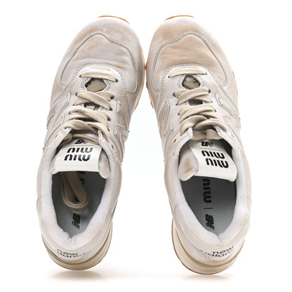Miu Miu X NEW BALANCE Distressed Nappa  574 Sneakers 37.5 White 2 of 7