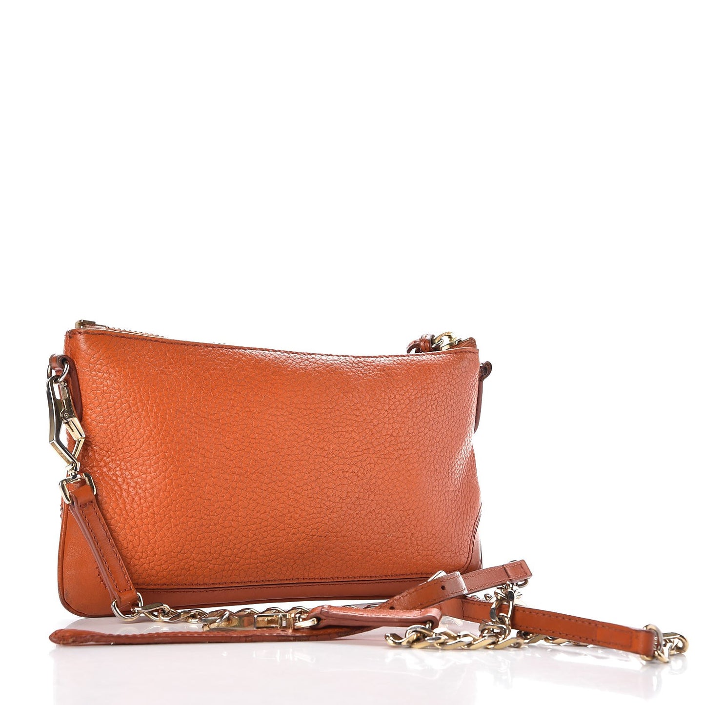 Signature Grain Calfskin Tassel Peyton Crossbody Clutch Bag Orange