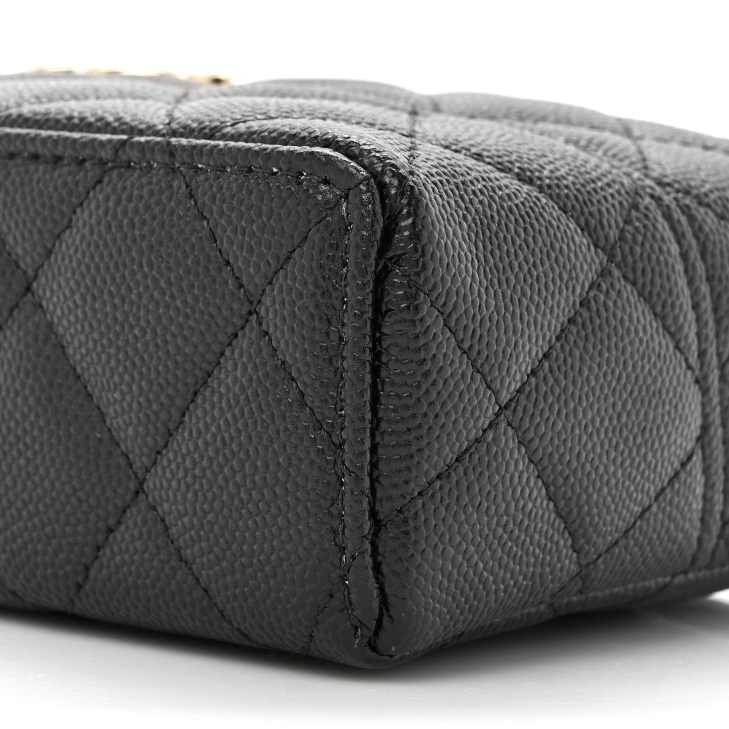 Caviar Quilted Trendy Handle Slim Vanity Black