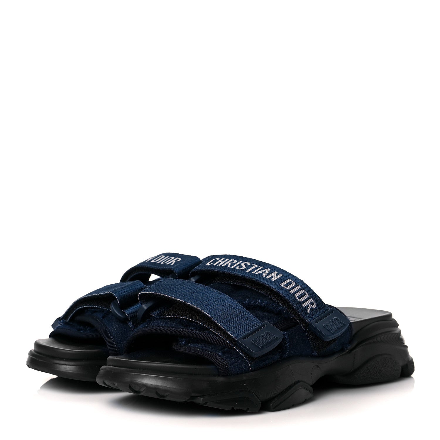Christian Dior Technical Fabric Denim D-Wander Slide Sandals 37 Blue 3 of 10