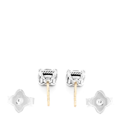 David Yurman 18K Yellow Gold Sterling Silver Diamond Black Onyx 5mm Petite Chatelaine Bezel Earrings 3 of 6