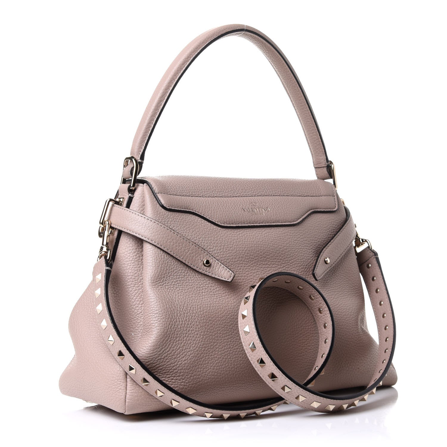 Valentino Garavani Pebbled Calfskin Rockstud Twiny Top Handle Bag Poudre 2 of 10