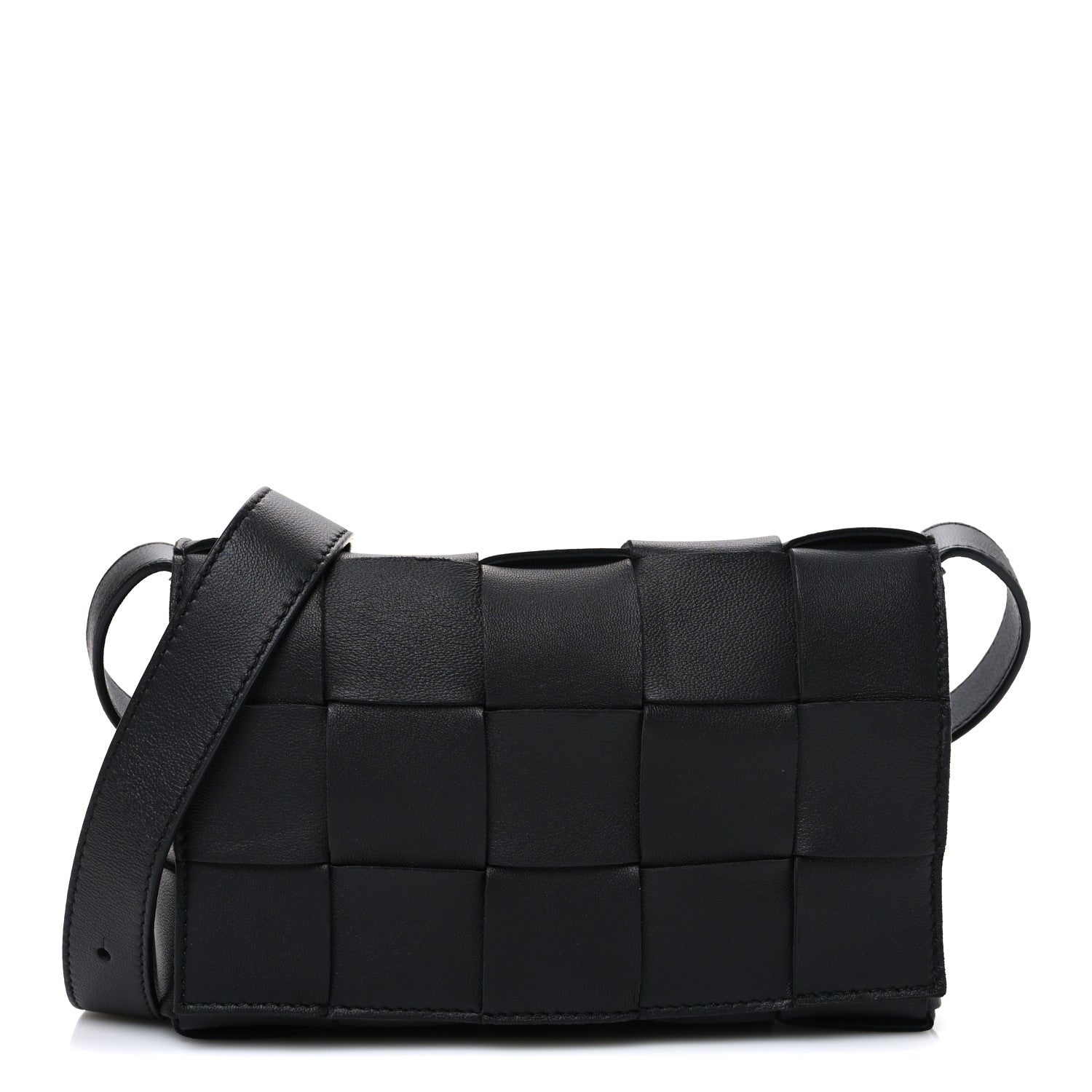 Bottega Veneta Lambskin Maxi Intreccio Small Cassette Crossbody Bag Black 1 of 11