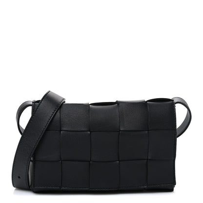 Bottega Veneta Lambskin Maxi Intreccio Small Cassette Crossbody Bag Black 1 of 11