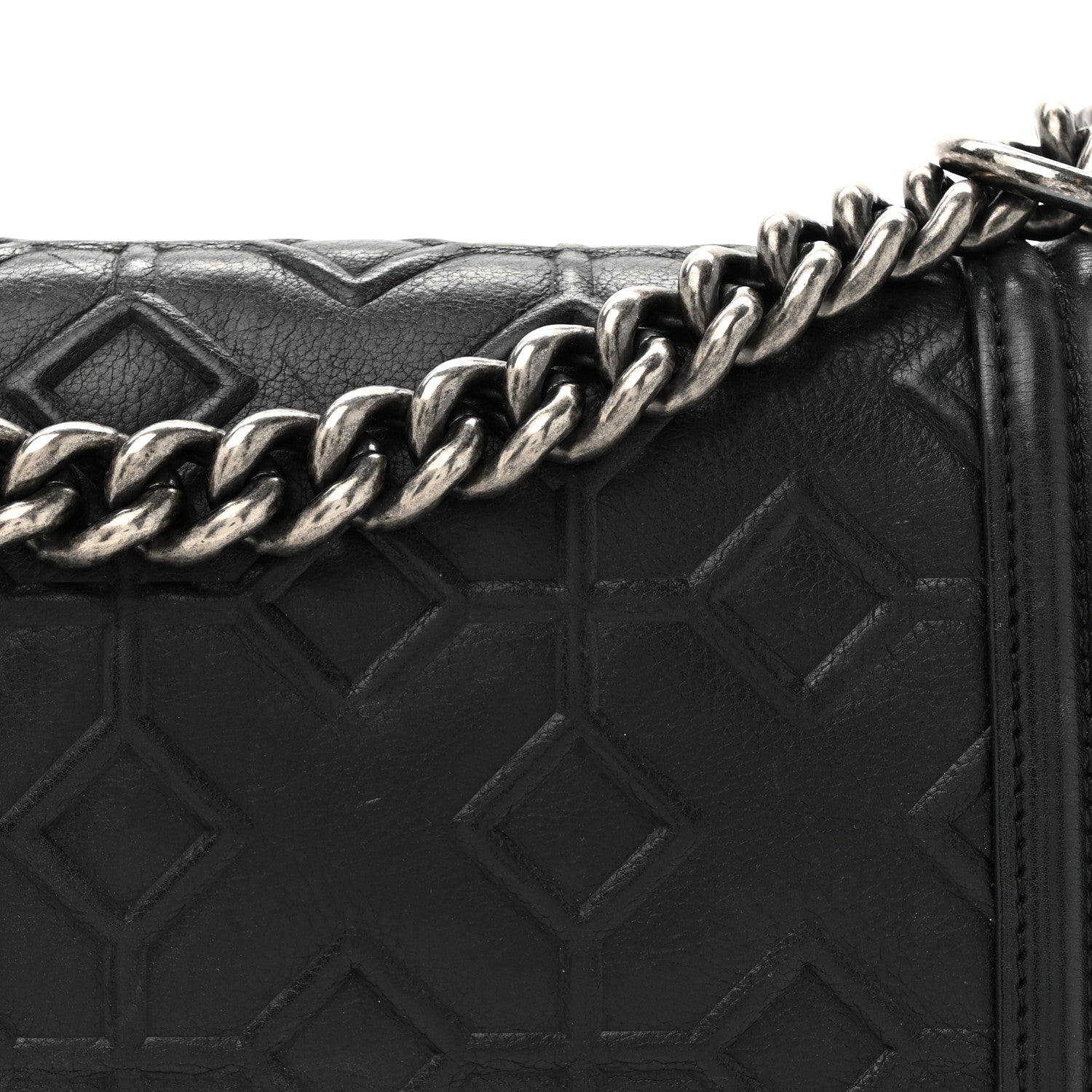 Chanel Calfskin Crystal Embossed Medium Boy Flap Black 8 of 13