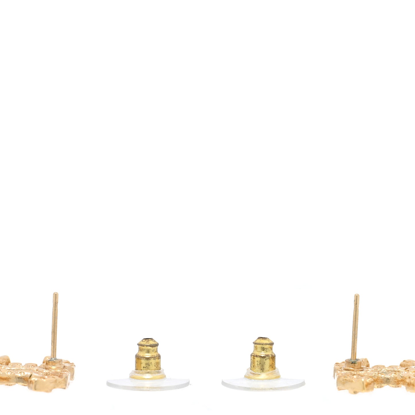 Metal Textured CC Earrings Gold