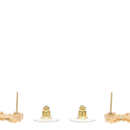 Chanel Metal Textured CC Earrings Gold 3 of 4
