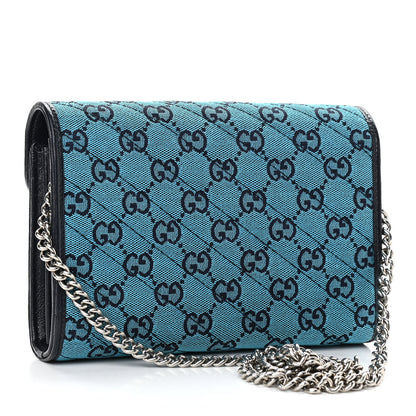 Gucci Monogram Multicolor Matelasse Diagonal GG Marmont Chain Wallet Light Blue 3 of 12