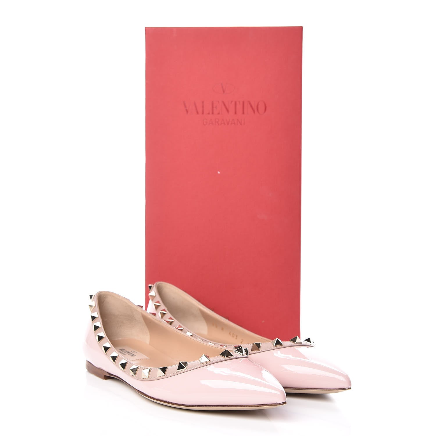 Valentino Garavani Patent Rockstud Ballerina Flats 37 Water Rose Poudre 11 of 11