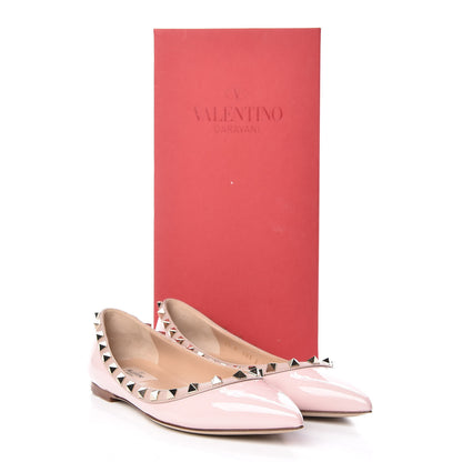 Valentino Garavani Patent Rockstud Ballerina Flats 37 Water Rose Poudre 11 of 11