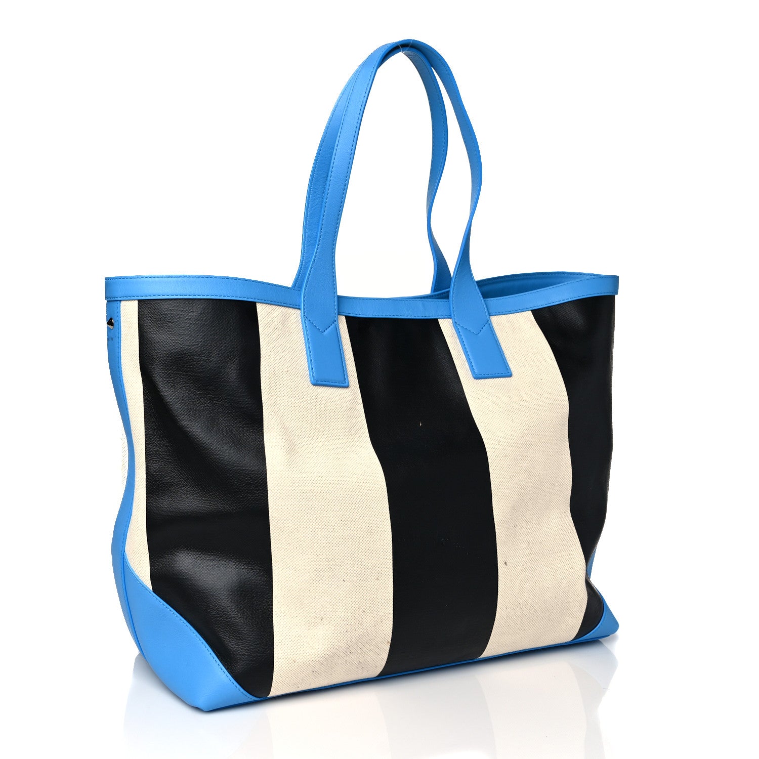 MCM Canvas Stripe Ilse Medium Shopper Tote Blue Cobalt 2 of 10