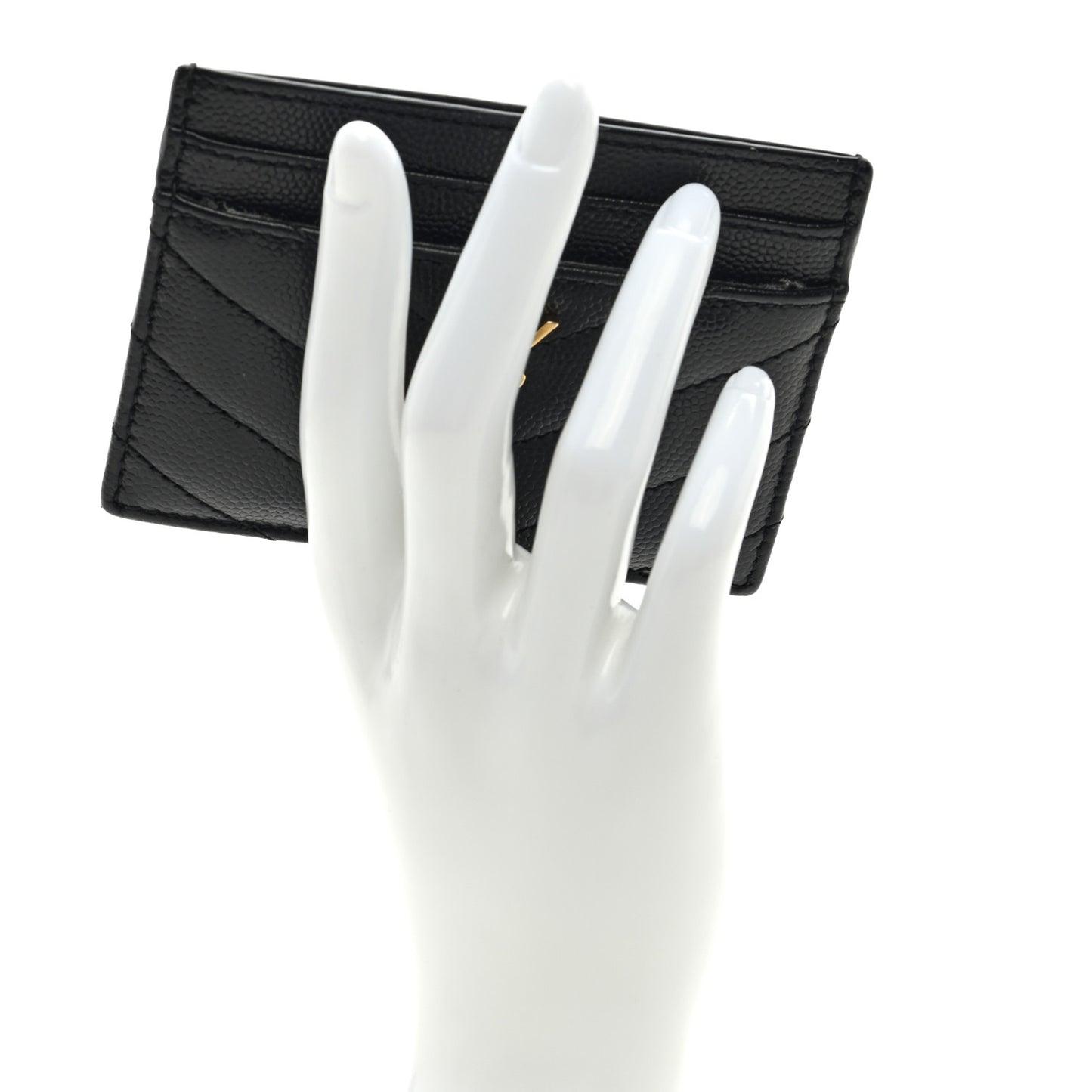 Grain De Poudre Matelasse Chevron Monogram Credit Card Case Black