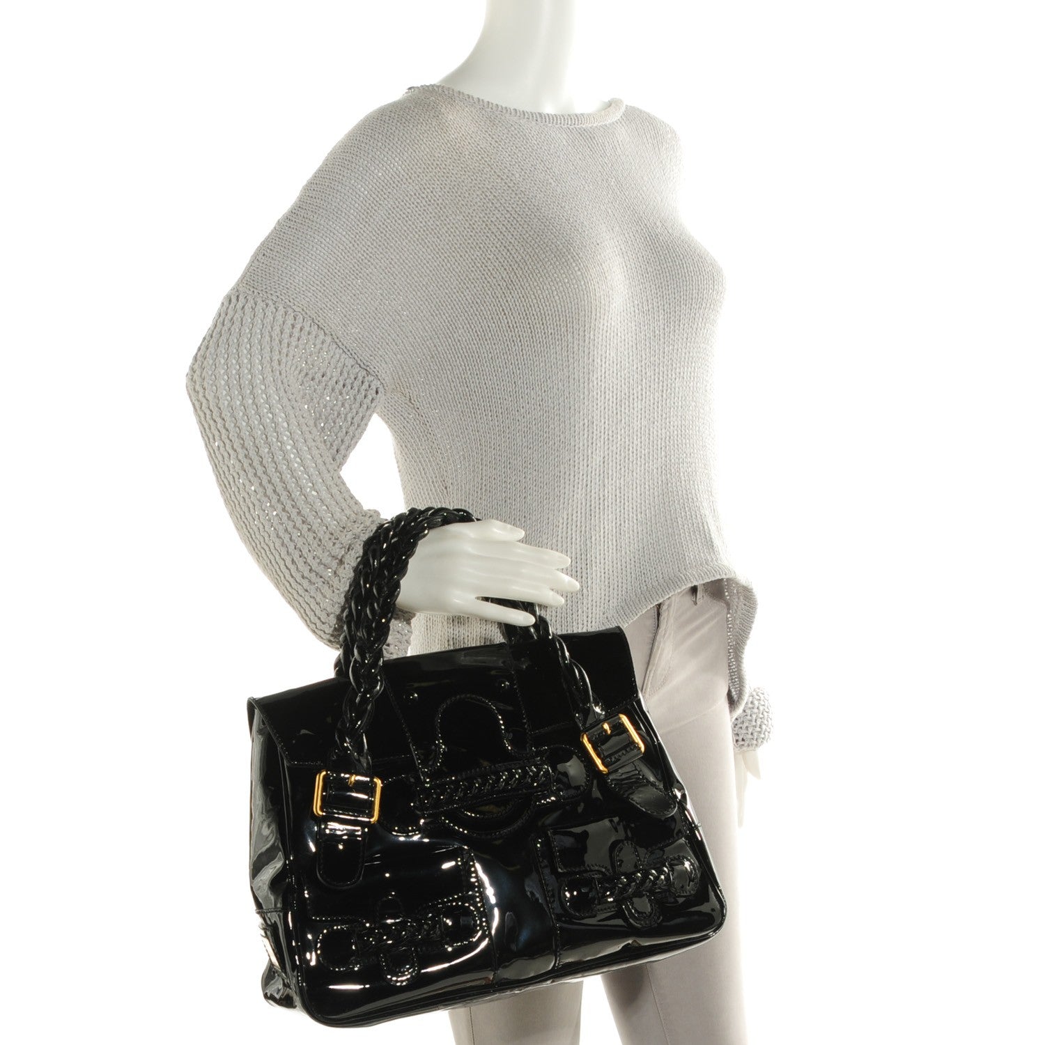 Valentino Garavani Patent Large Histoire Black 2 of 8
