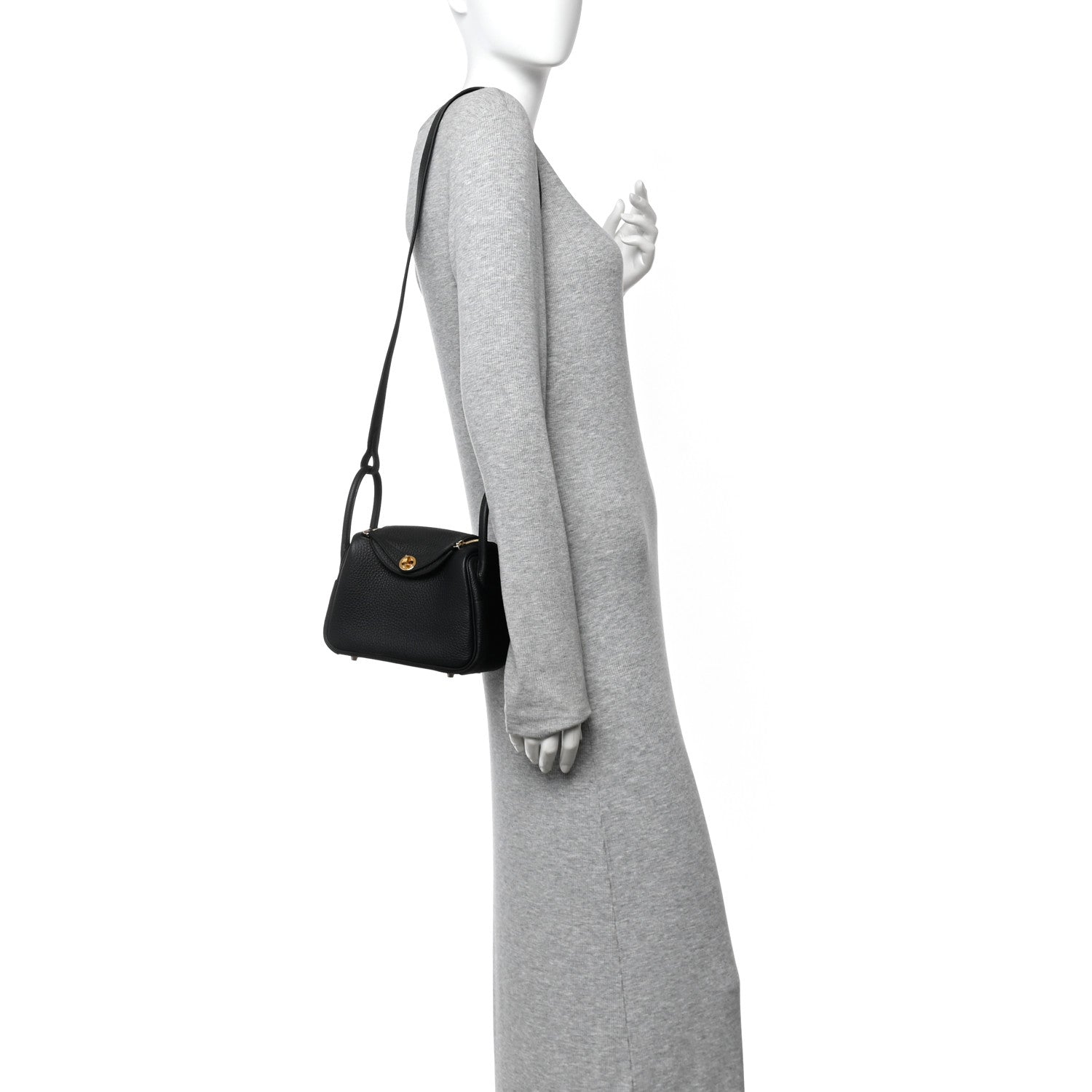Hermes Taurillon Clemence Mini Lindy 20 Black 2 of 11