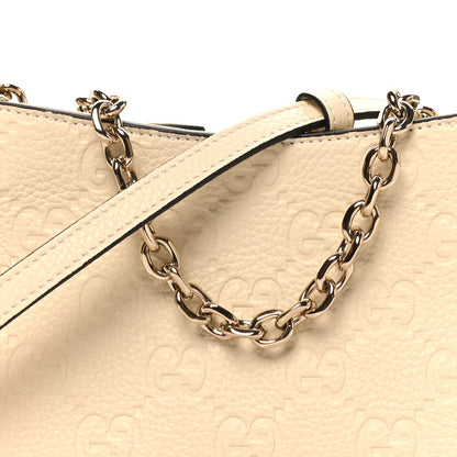 Gucci GG Grainy Calfskin Emblem Super Mini Shoulder Bag Ivory 8 of 11