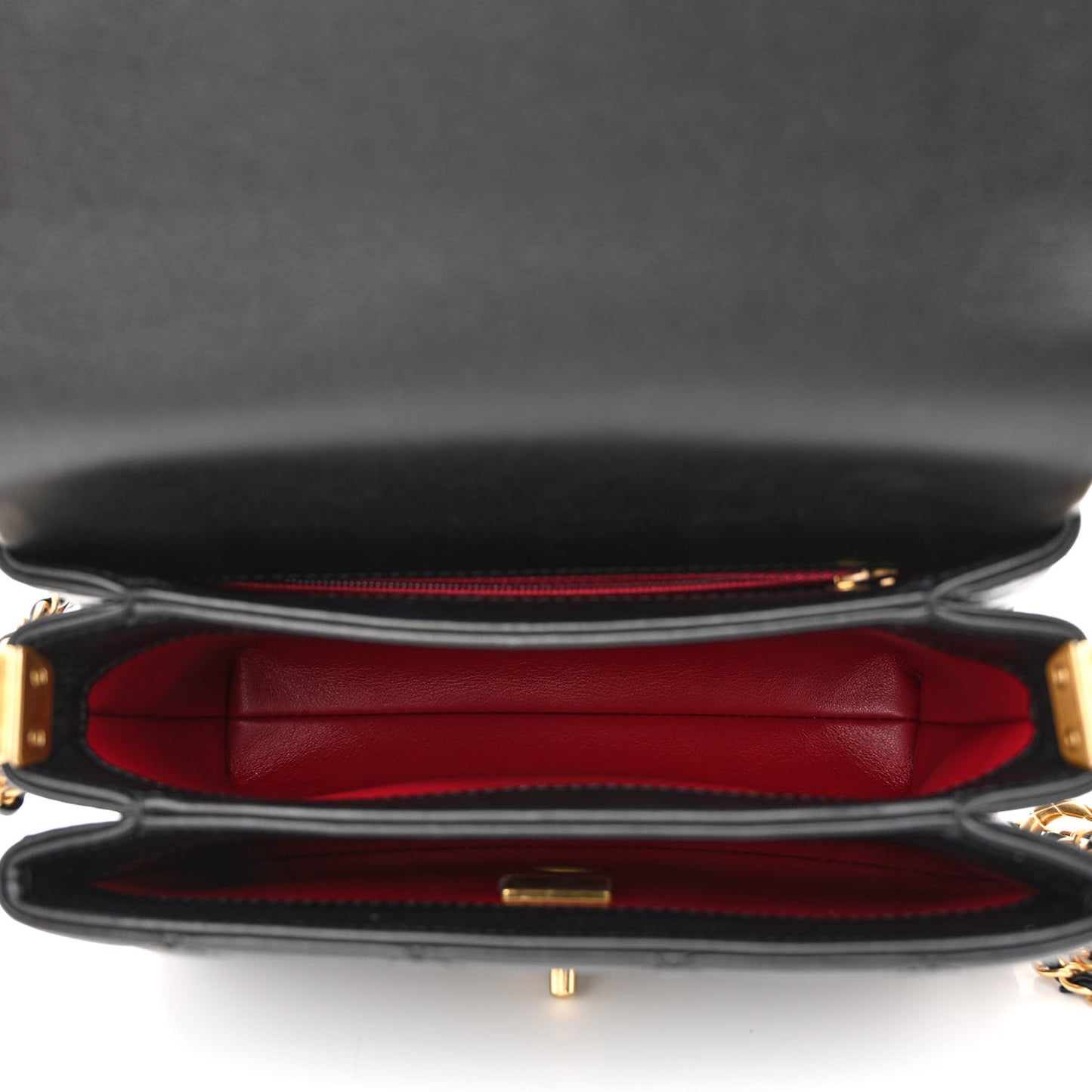 Calfskin Quilted Mini Chain Strap Flap Black