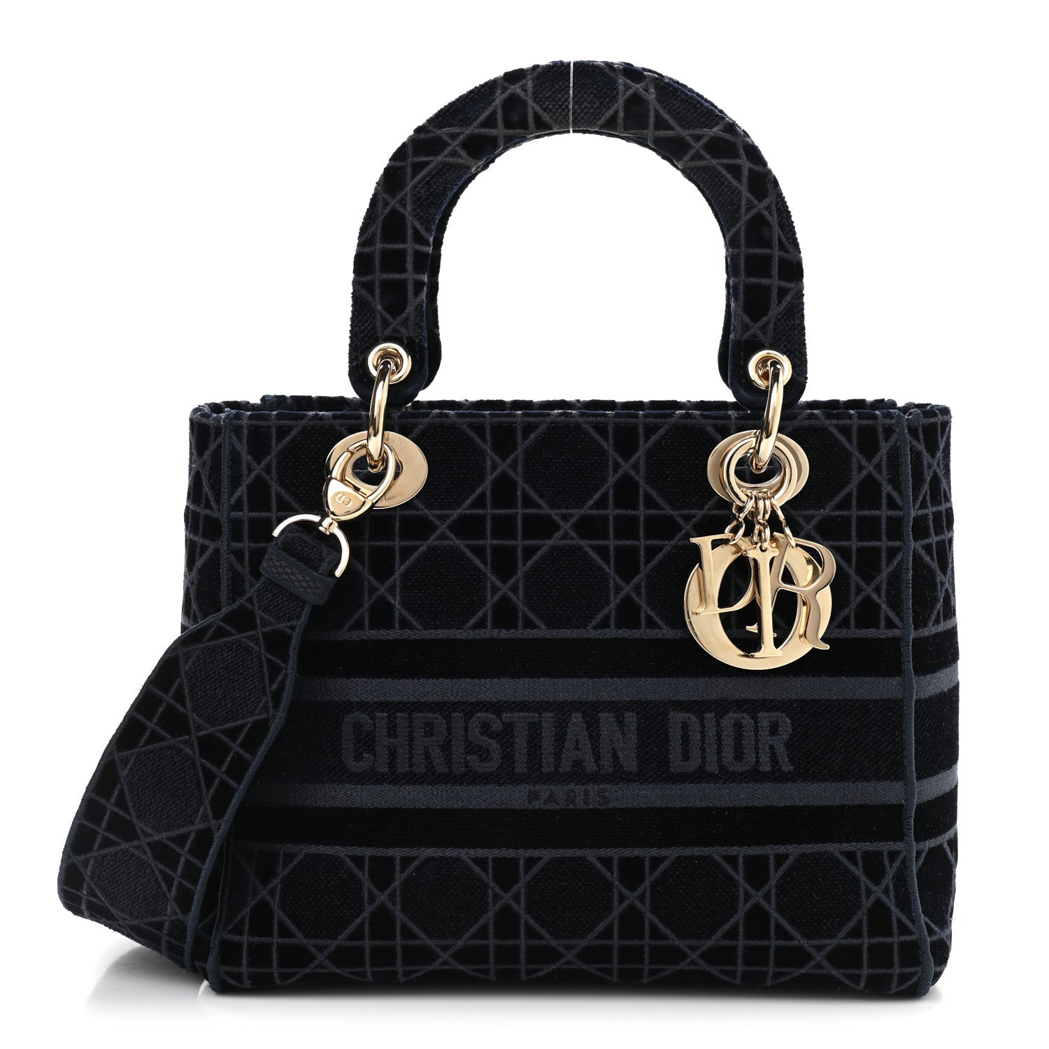Christian Dior Velvet Cannage Medium Lady D-Lite Blue 1 of 9