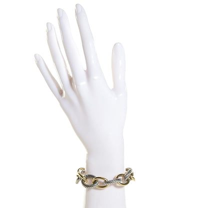 David Yurman Sterling Silver 18K Yellow Gold 17mm Extra Large Oval Link Bracelet 6 of 9