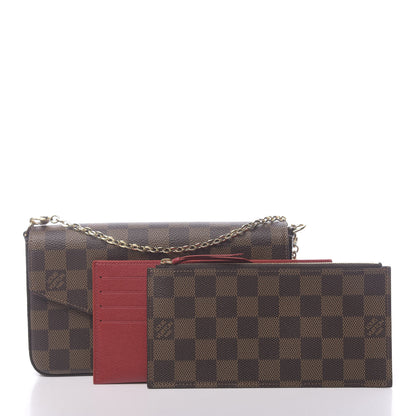 Louis Vuitton Damier Ebene Pochette Felicie Chain Wallet 3 of 10