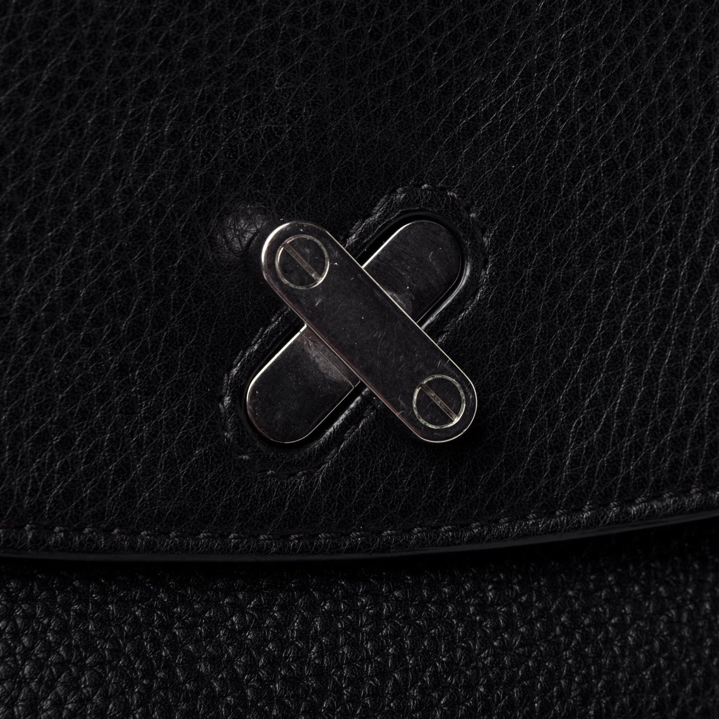 Grained Calfskin Backpack Black