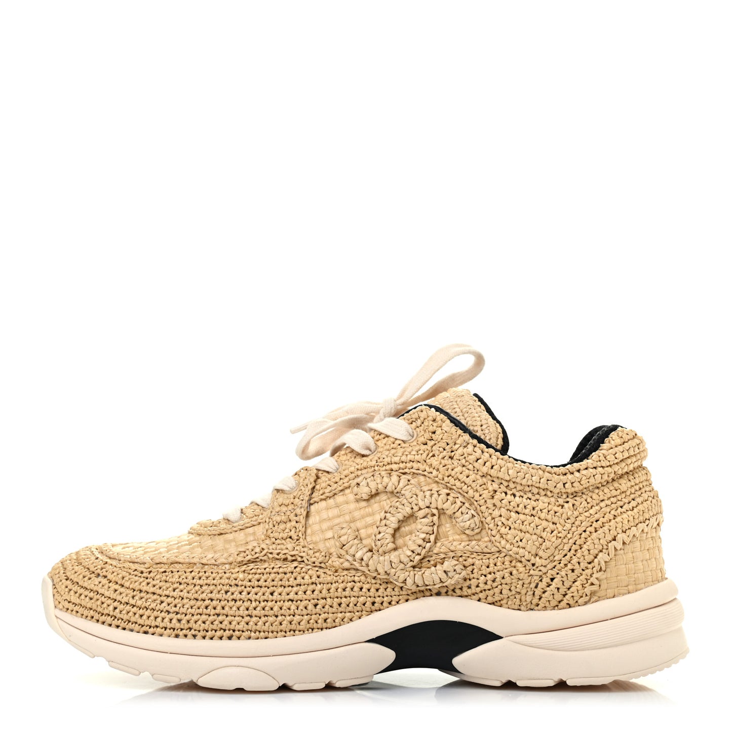 Braided Raffia Womens CC Sneakers 38.5 Beige
