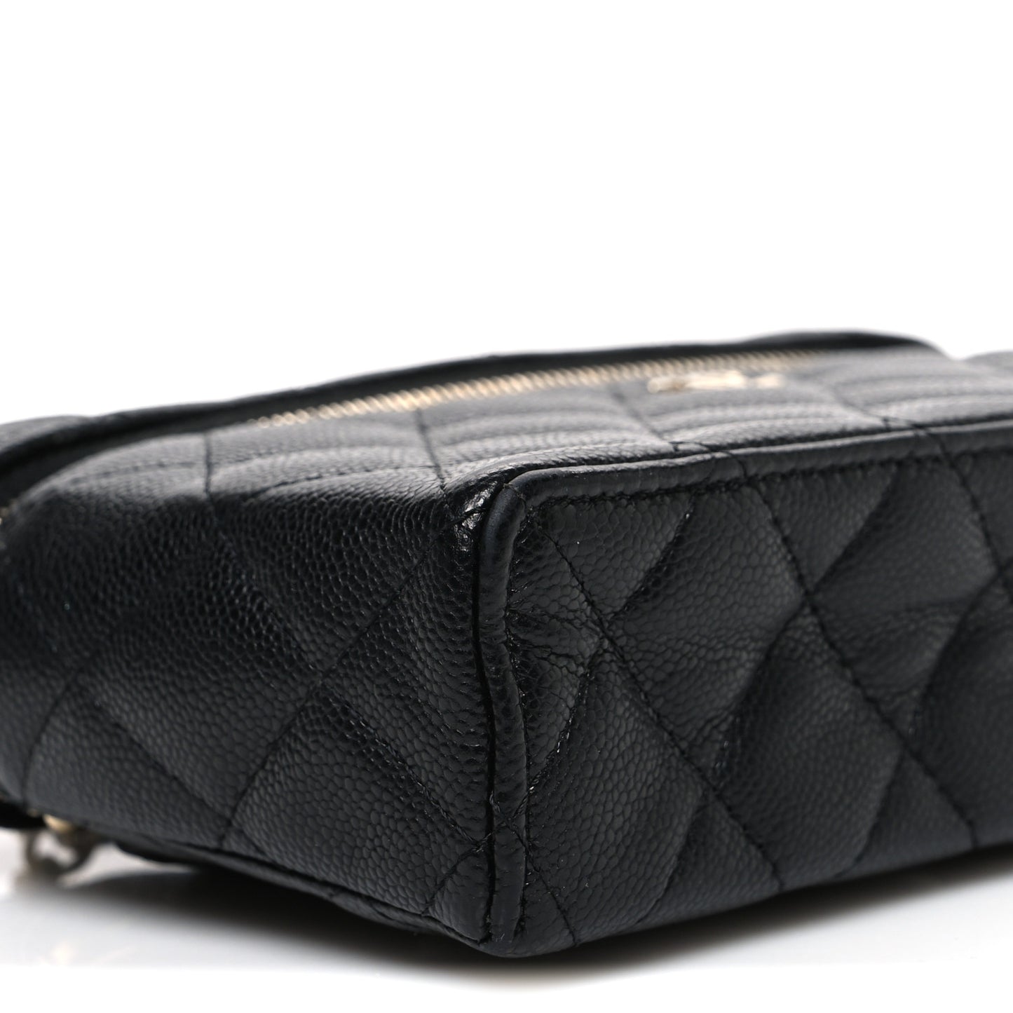 Caviar Quilted Top Handle Slim Vanity With Chain Black
