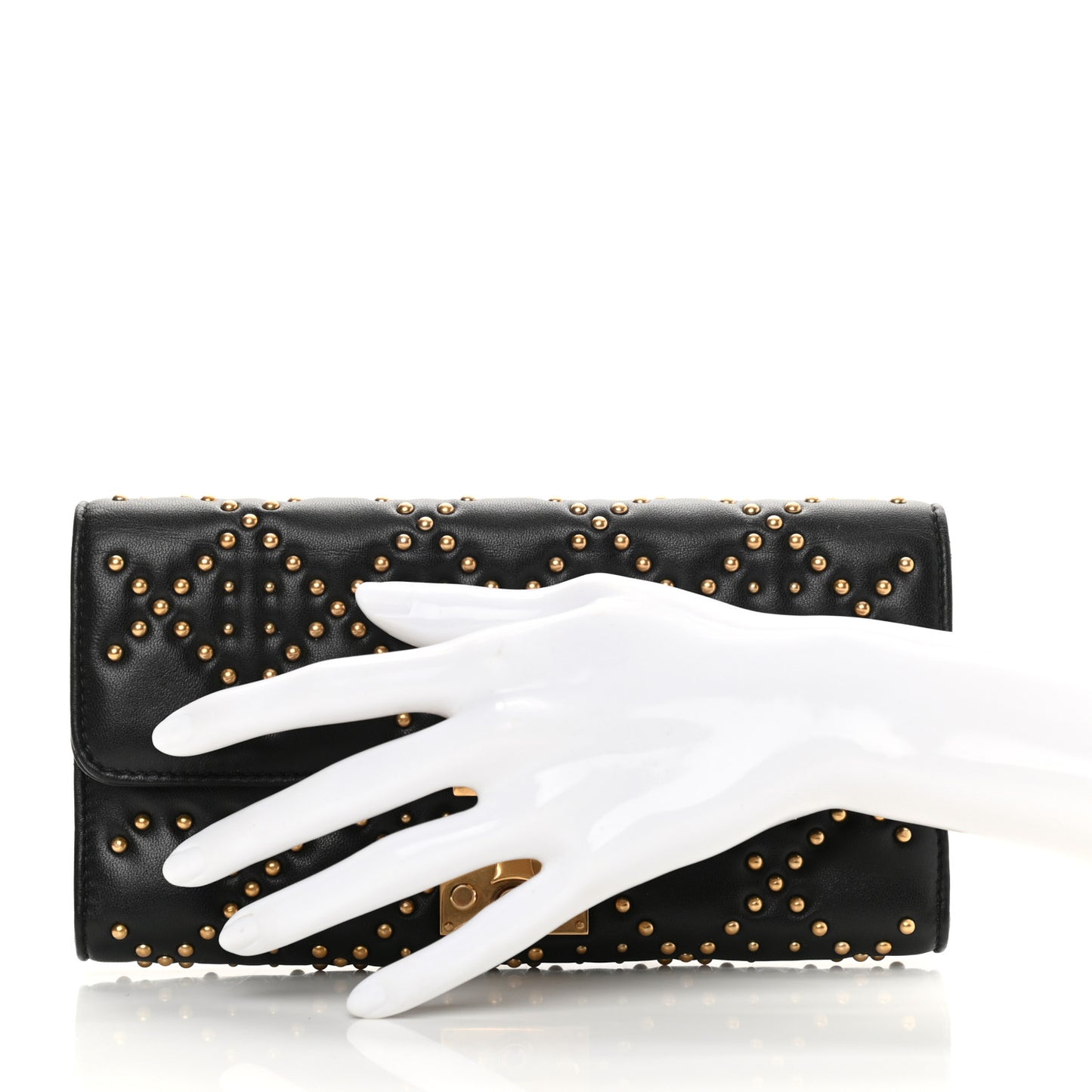 Lambskin Cannage Studded Dioraddict Wallet on Chain Black