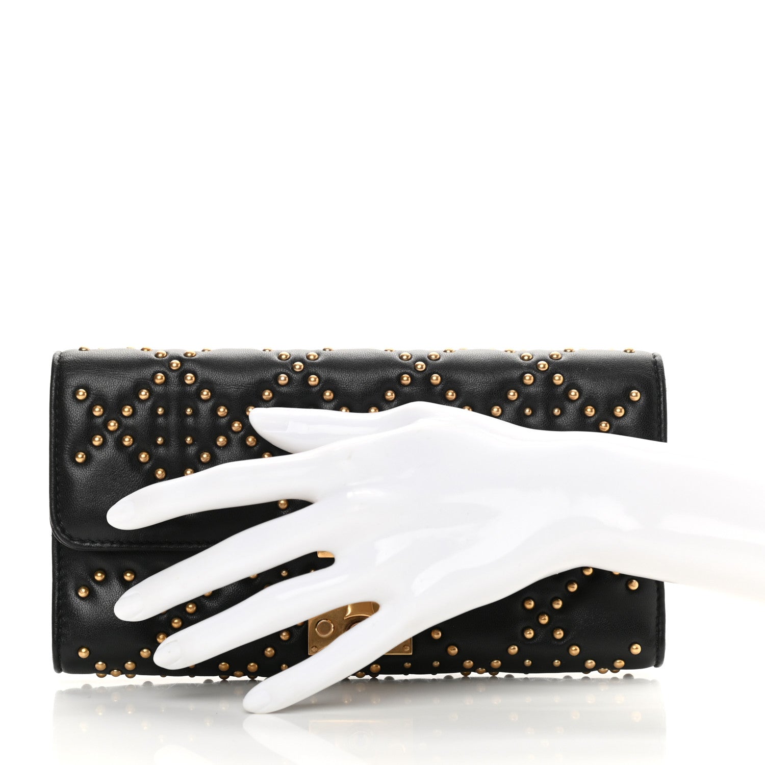 Christian Dior Lambskin Cannage Studded Dioraddict Wallet on Chain Black 3 of 10