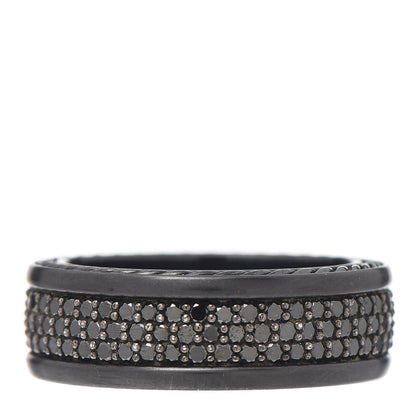 David Yurman Titanium Sterling Silver Black Diamond Streamline Three-Row Band Ring 67 12 3 of 5