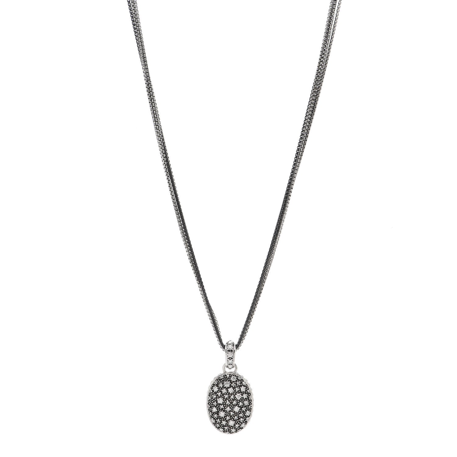 David Yurman Sterling Silver Diamond Midnight Melange Oval Enhancer Pendant Four Strand Necklace 1 of 4