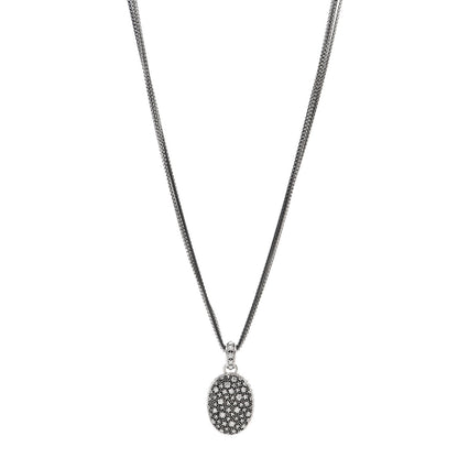 David Yurman Sterling Silver Diamond Midnight Melange Oval Enhancer Pendant Four Strand Necklace 1 of 4