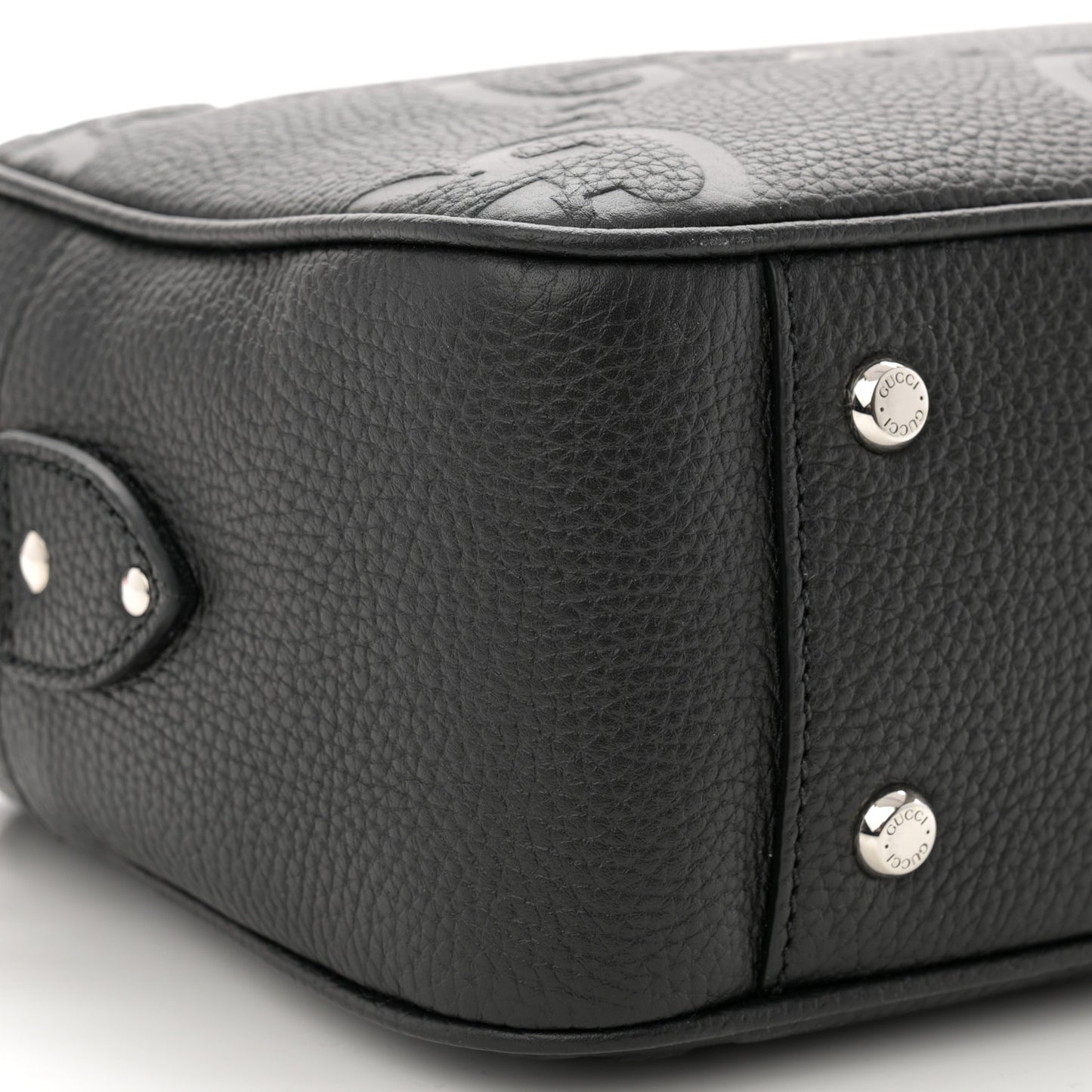 Piuma Calfskin Jumbo GG Embossed Messenger Bag Black