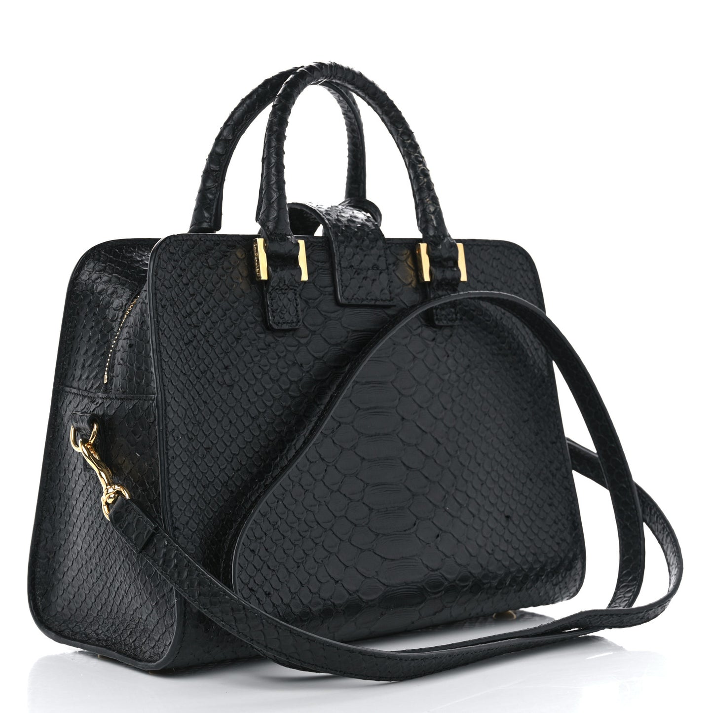Python Calfskin Embossed Monogram Baby Cabas Black