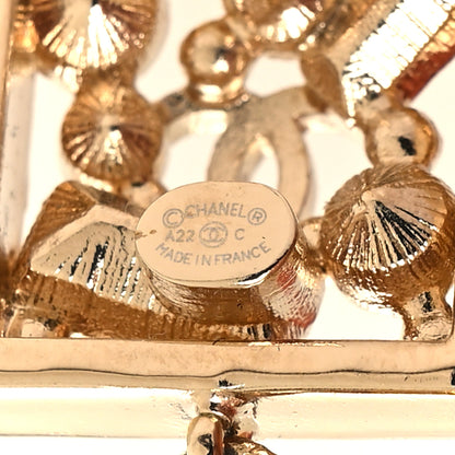 Chanel Baguette Crystal CC Drop Earrings Gold 4 of 5