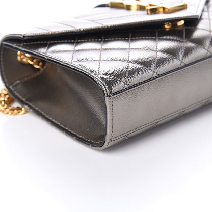 Saint Laurent Grain De Poudre Tri-Quilt Small College Monogram Satchel Piombo 6 of 7